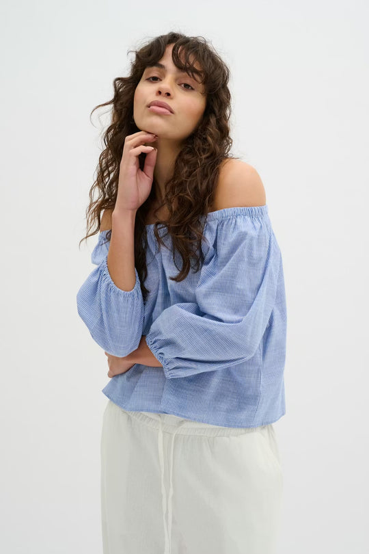 My Essential Wardrobe SkyeMW Blouse Delft Blue Striped