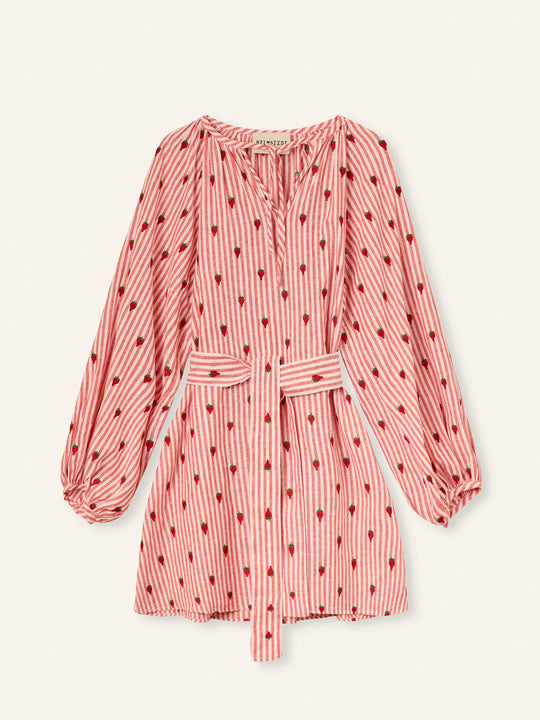 Helmstedt Nora Dress Red Stripe w Strawberry Emb
