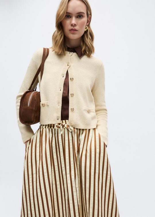 Lollys Laundry BristolLL Midi Skirt 87 Dark Mokka stripe