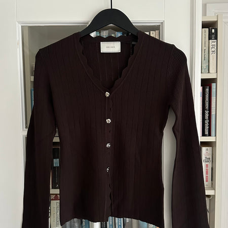 Neo Noir Clara Stitch Knit Blouse Dark Brown