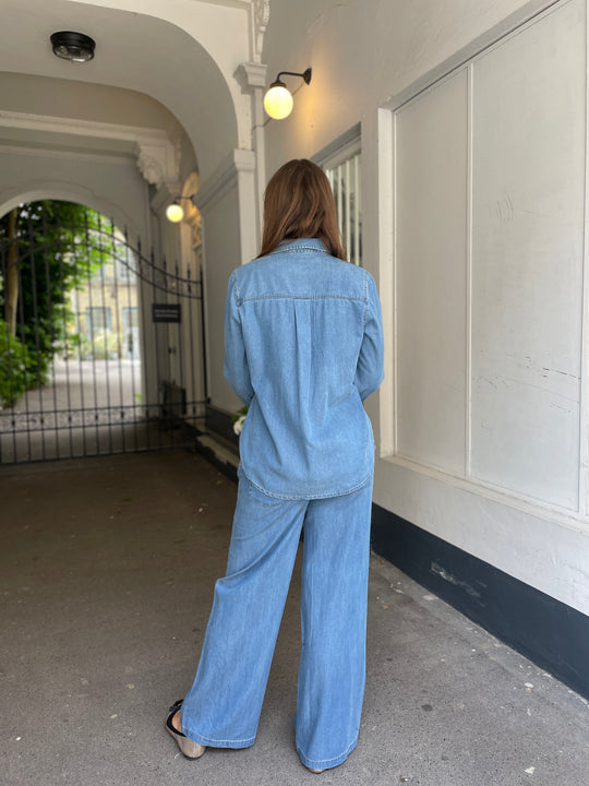 Basic Apparel Bine Wide Denimpant Light Blue