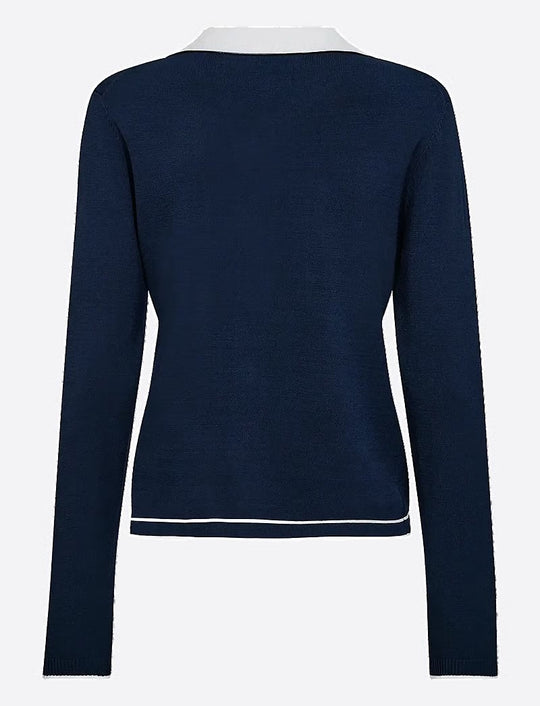 Pieszak PD-Vigga LS Contrast Polo Knit 585 Midnight Navy