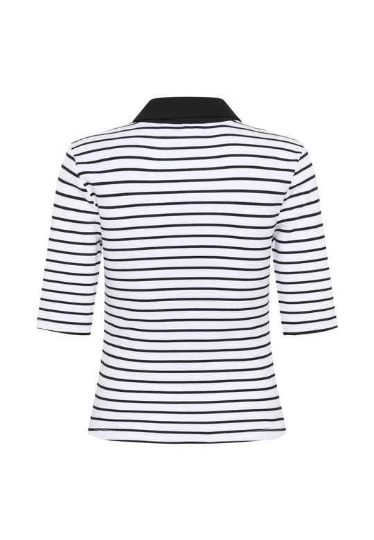 Gestuz GZdrew polo striped top Bright White Black striped