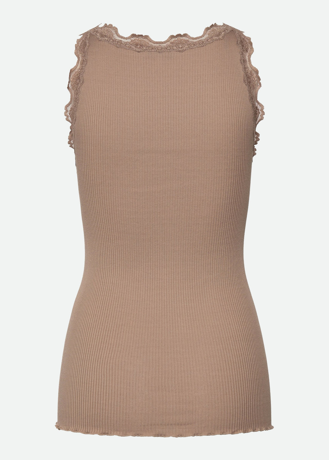 Rosemunde Beatha Silk SL V-neck Lace Top Mocha Meringue