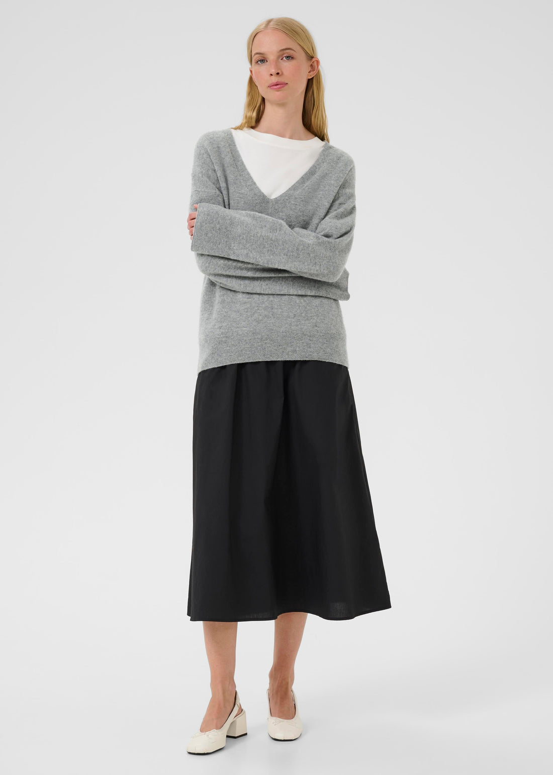 Karen by Simonsen KBAnemone V-neck Medium Grey Melange