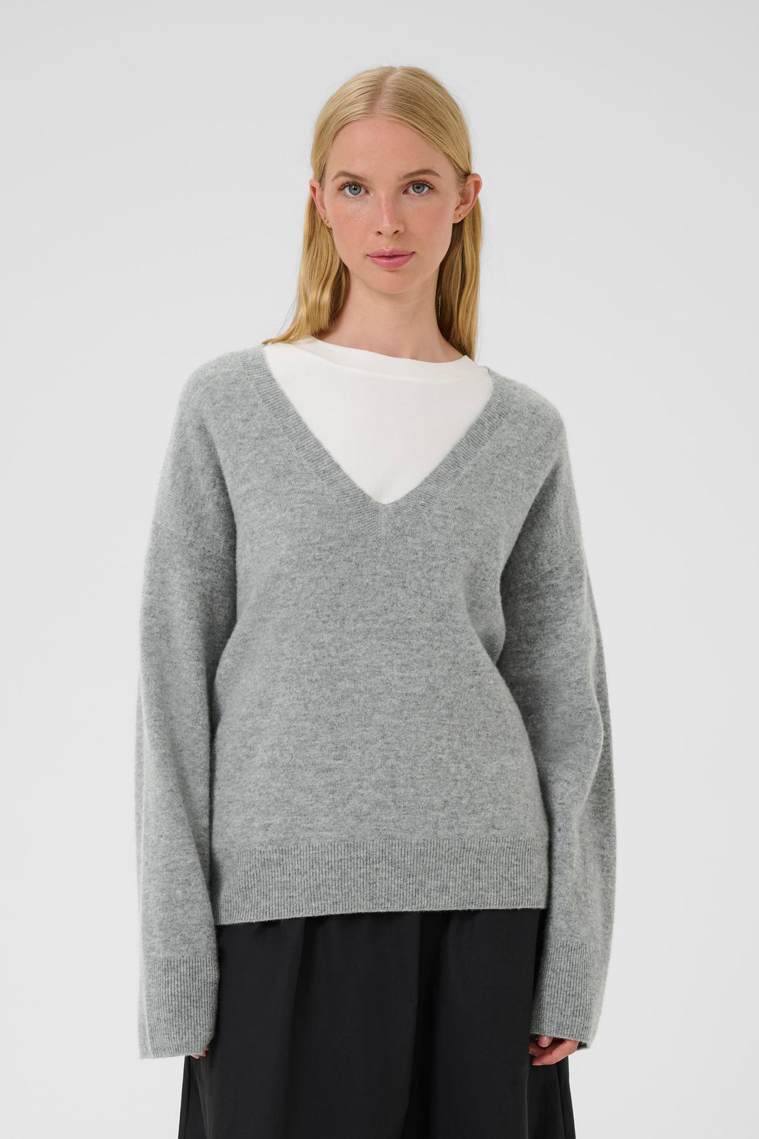 Karen by Simonsen KBAnemone V-neck Medium Grey Melange