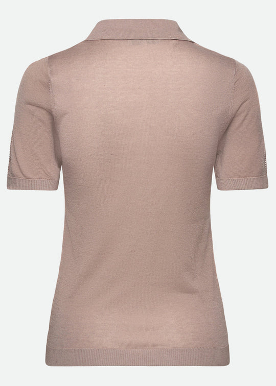 Rosemunde Samira Silk SS Polo Pullover Mocha Meringue