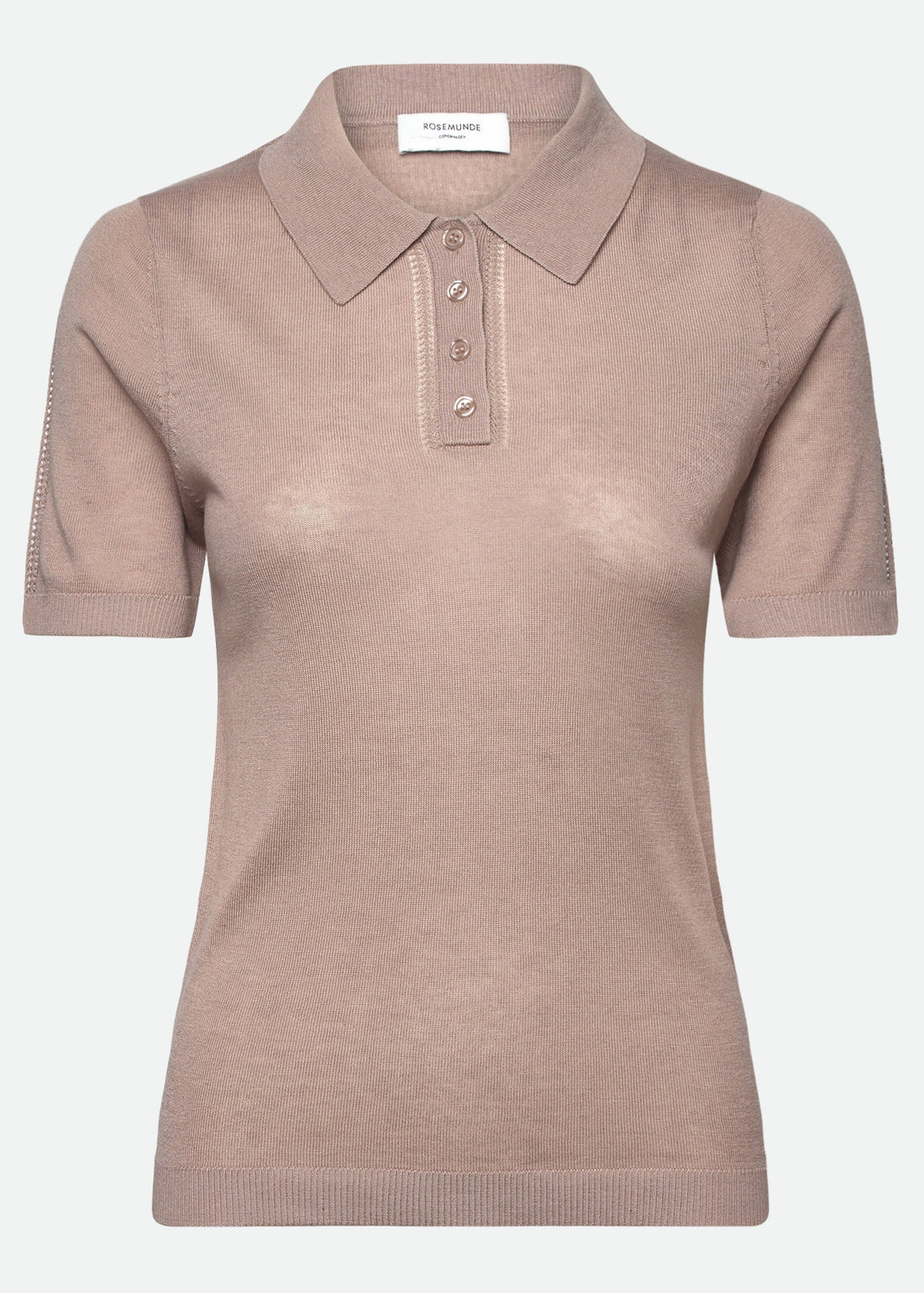 Rosemunde Samira Silk SS Polo Pullover Mocha Meringue