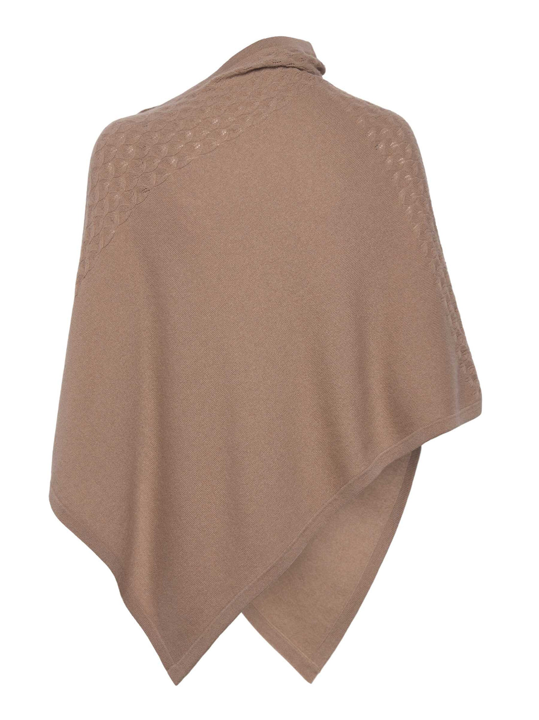 Rosemunde Laica Cashmere Pointelle Poncho Mocha Meringue