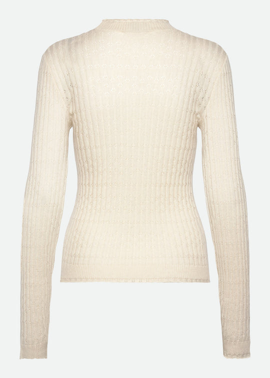 Rosemunde Sofia Pointelle LS Pullover Ivory