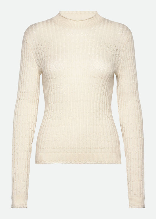 Rosemunde Sofia Pointelle LS Pullover Ivory