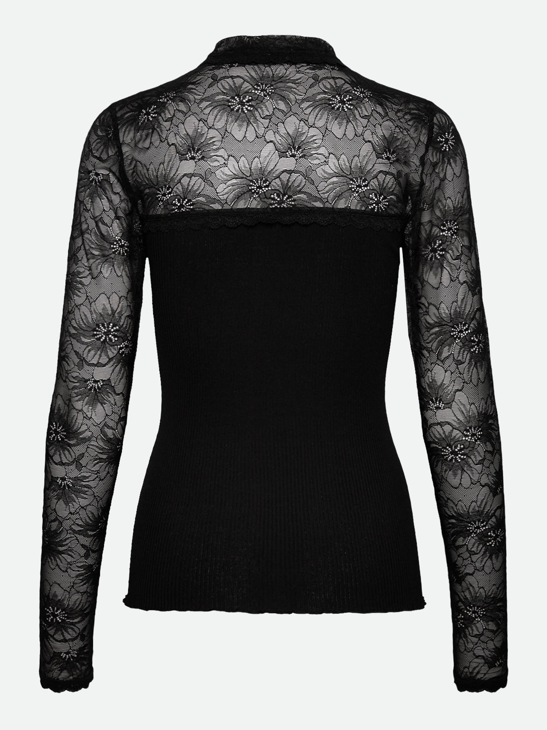 Rosemunde Beatha Silk LS Lace Polo T-shirt Black