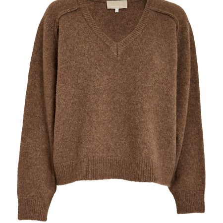 Peppercorn PCTirna RWS V-neck Pullover Walnut Melange