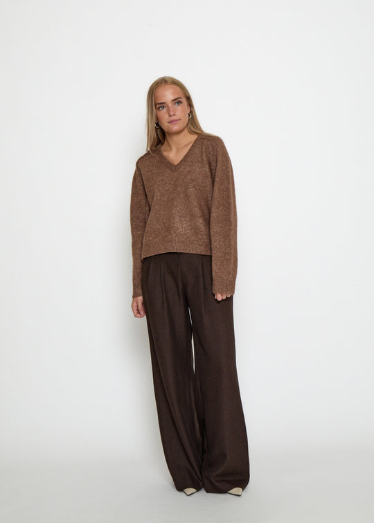 Peppercorn PCTirna RWS V-neck Pullover Walnut Melange