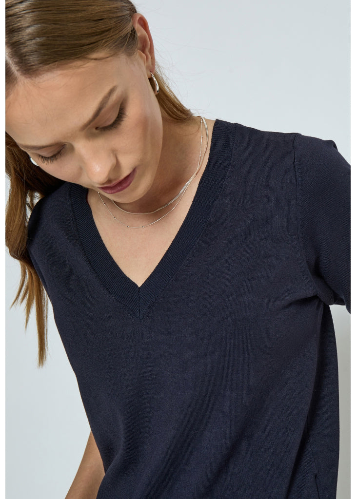 MSMilla V-Neck Knit Tee black iris (navy)