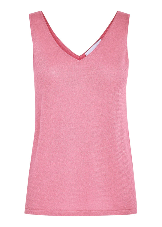 Minus Carli tricot top rose flamanto lurex
