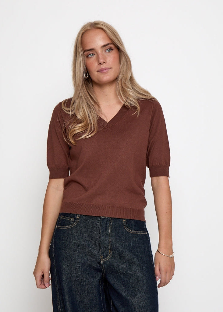 MSMilla V-Neck Knit Tee Tiramisu