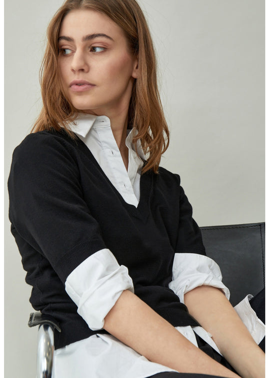 MSMilla V-Neck Knit Tee black