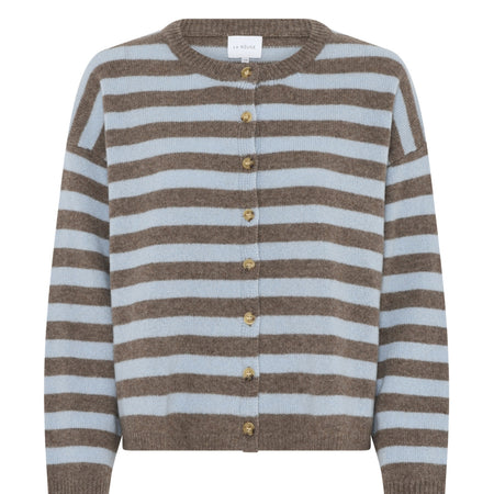 La Rouge Sisse Striped Cardigan Light Blue/Brown Stripe
