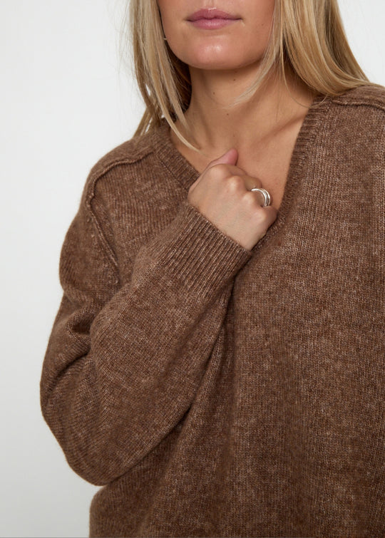 Peppercorn PCTirna RWS V-neck Pullover Walnut Melange