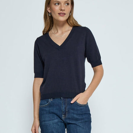 MSMilla V-Neck Knit Tee black iris (navy)