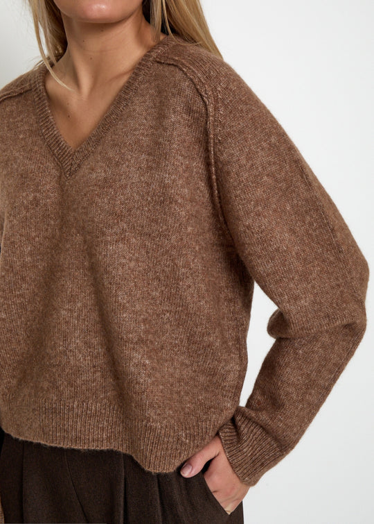Peppercorn PCTirna RWS V-neck Pullover Walnut Melange