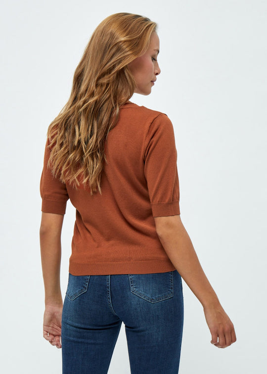 MSMilla V-Neck Knit Tee Desert Sand