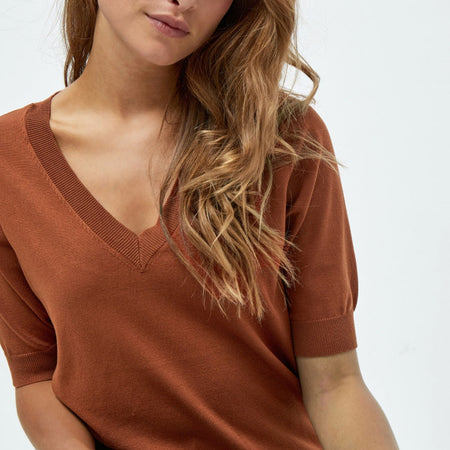 MSMilla V-Neck Knit Tee Desert Sand