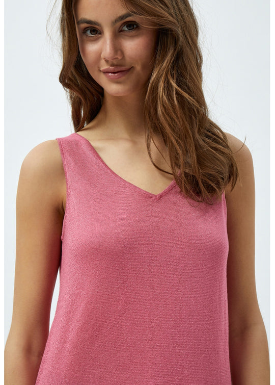 Minus Carli tricot top rose flamanto lurex