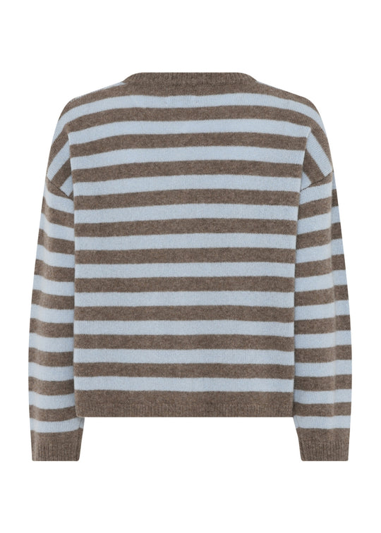 La Rouge Sisse Striped Cardigan Light Blue/Brown Stripe