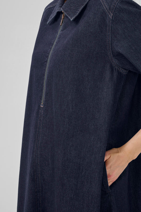 My Essential Wardrobe MWMalo 181 Short ZipDress Dark Blue Un-Wash