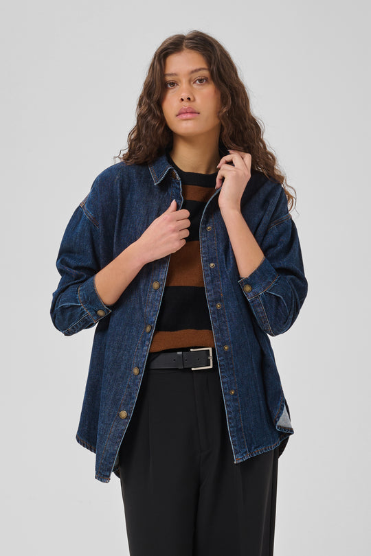 My Essential Wardrobe Denim Shirt MWHilma 171 Dark Blue Wash