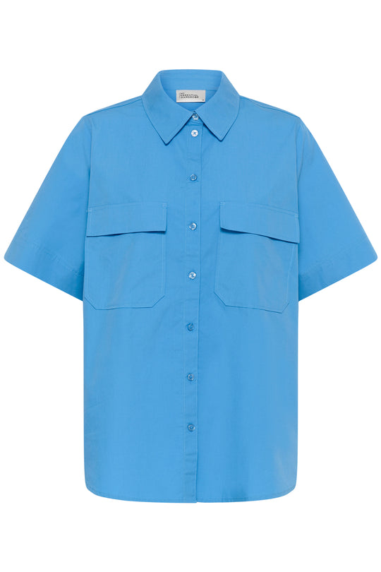 My Essential Wardrobe SunnaMW Boxy SS Shirt Silver Lake Blue
