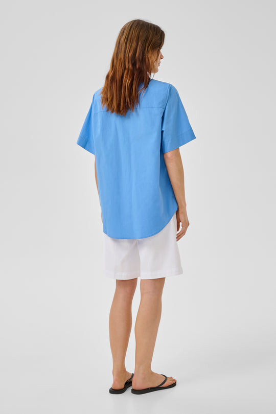My Essential Wardrobe SunnaMW Boxy SS Shirt Silver Lake Blue