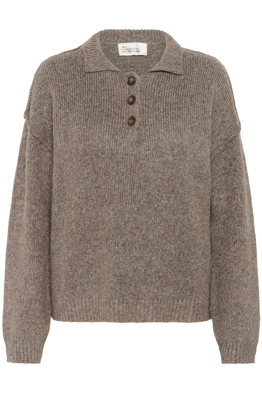 My Essential Wardrobe PalomaMW Polo Pullover Brown melange