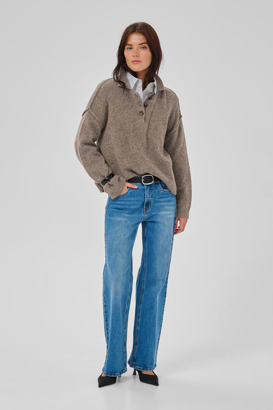 My Essential Wardrobe PalomaMW Polo Pullover Brown melange