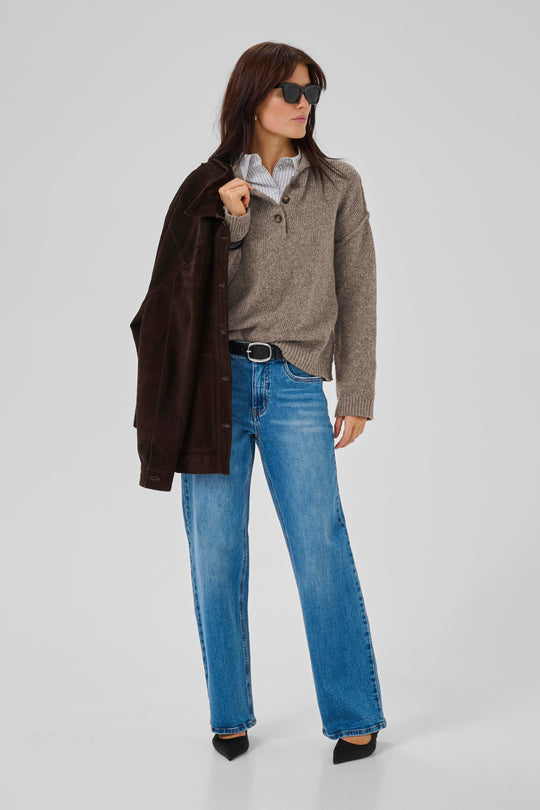 My Essential Wardrobe PalomaMW Polo Pullover Brown melange