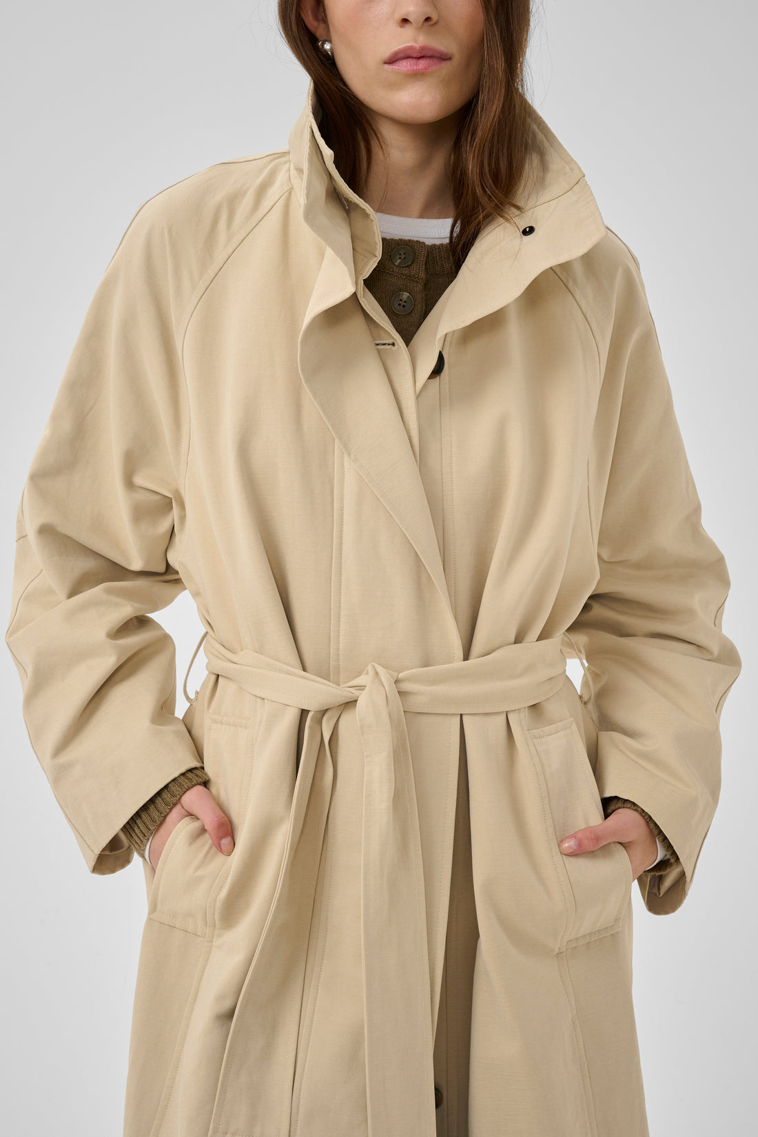 My Essential Wardrobe MWLyon Long Trenchcoat, Brown Rice