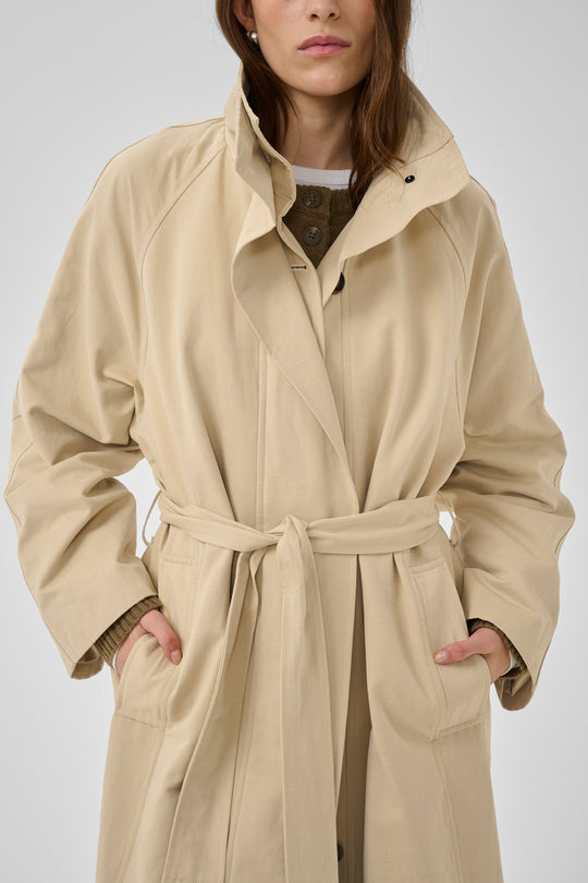 My Essential Wardrobe MWLyon Long Trenchcoat, Brown Rice