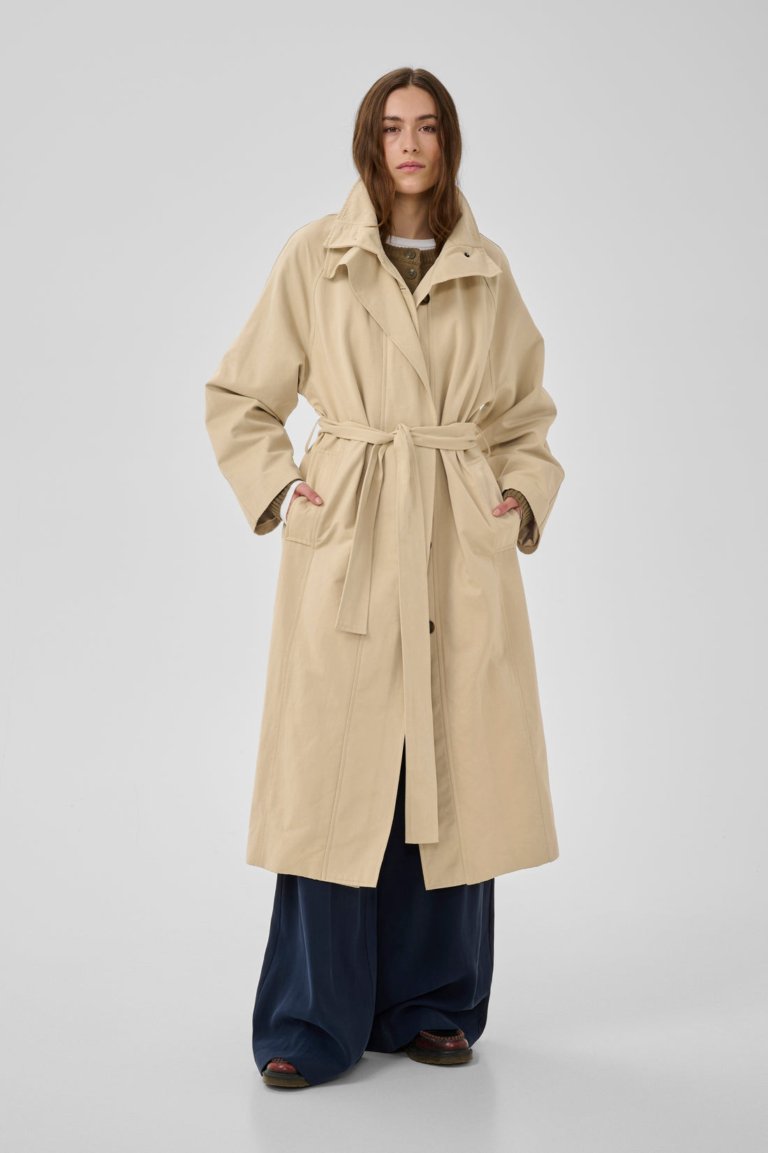 My Essential Wardrobe MWLyon Long Trenchcoat, Brown Rice