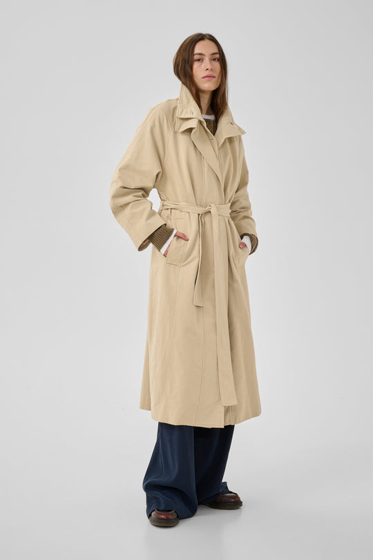My Essential Wardrobe MWLyon Long Trenchcoat, Brown Rice