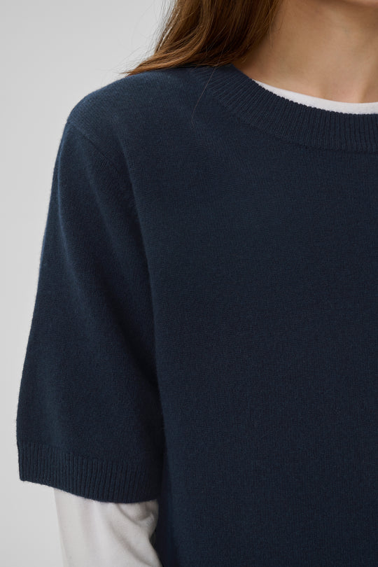 My Essential Wardrobe MWJola Knit Pullover SS Dark Sapphire Blue