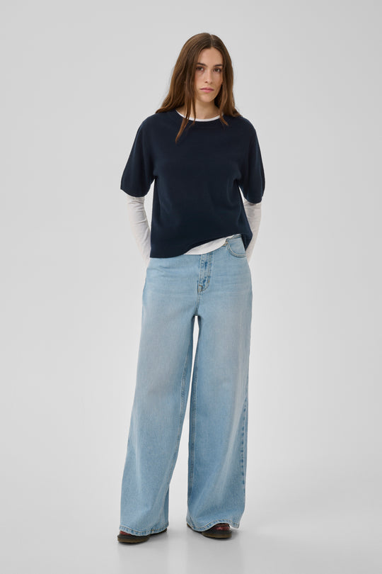 My Essential Wardrobe MWJola Knit Pullover SS Dark Sapphire Blue