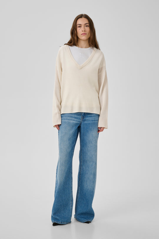 My Essential Wardrobe MWHuxi V-Neck Knit Pullover off-white