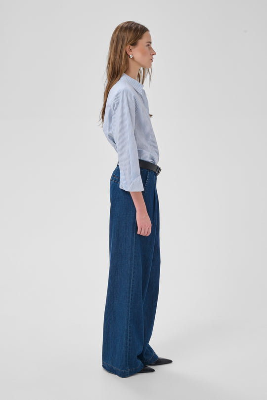My Essential Wardrobe MWZito 171 High Wide Pant Medium Blue Wash