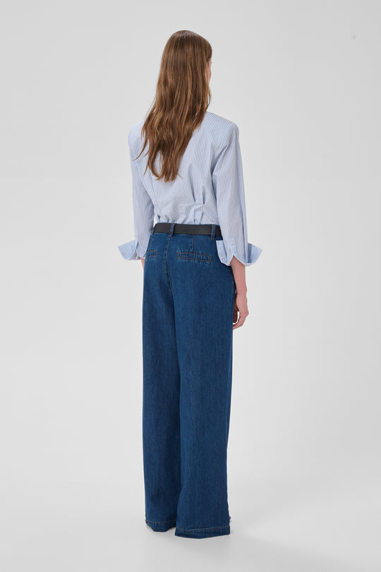 My Essential Wardrobe MWZito 171 High Wide Pant Medium Blue Wash