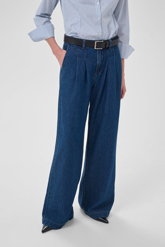 My Essential Wardrobe MWZito 171 High Wide Pant Medium Blue Wash