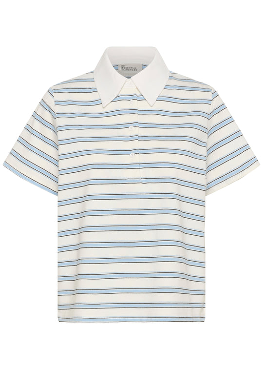 My Essential Wardrobe MWAsla Polo Tee Snow White Striped