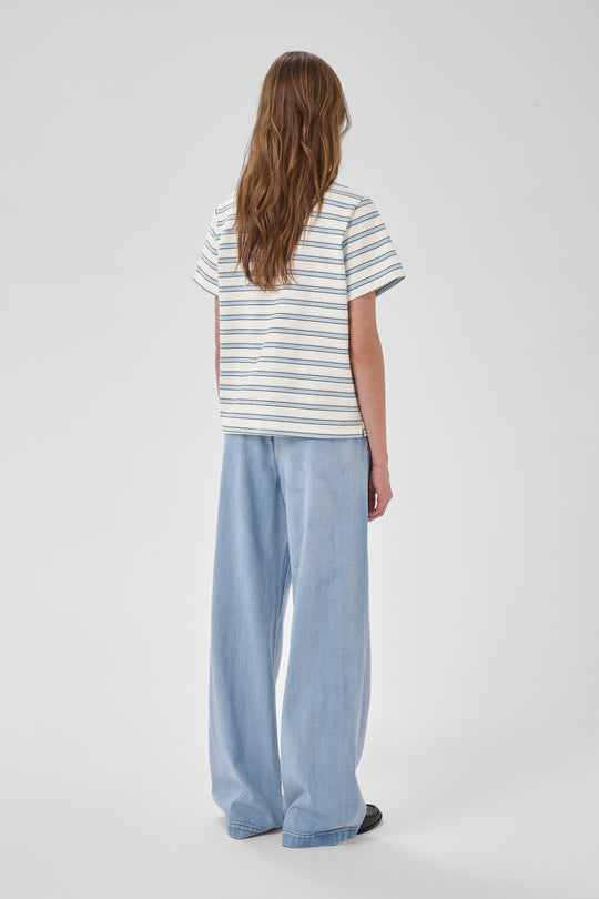 My Essential Wardrobe MWAsla Polo Tee Snow White Striped