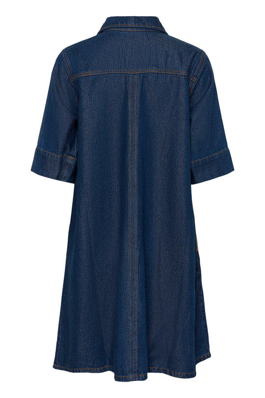 My Essential Wardrobe MWMalo 181 Short ZipDress Dark Blue Un-Wash